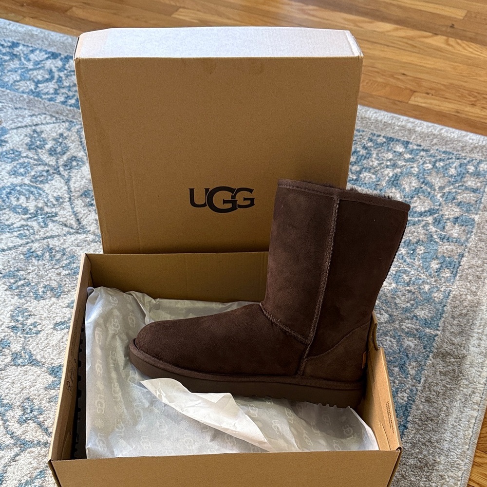 UGG Chocolate Suede Boots Classic Short II